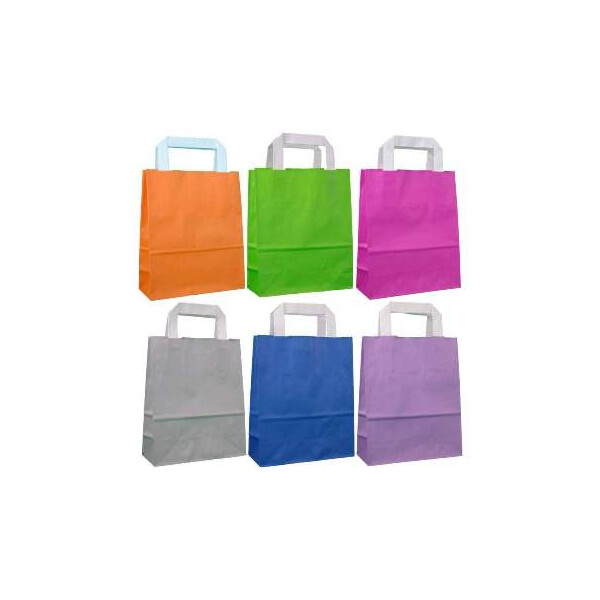 250 Papiertragetaschen In Lila & Violett | Mit Papier-Flachhenkeln | 70-80g/m² Stärke | Umweltfreundlich & Stabil