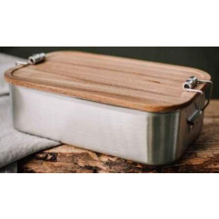 Lunchbox Edelstahl mit Buchenholzdeckel -Waldpicknick CP BU C4