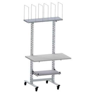 Steharbeitsplatz 531001N mit Holzablage, Metallablage & Anbaumagazin