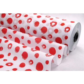 Blumenseidenpapier g550 Tupfen rot - weiß gerippt