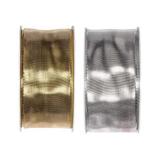 Geschenkband Uni Gold-Silber metallic