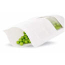 Doypack Kraftpapier weiß mit Fensterstreifen