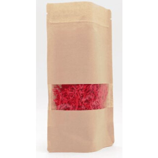 Doypack Kraftpapier Light braun mit Fensterstreifen