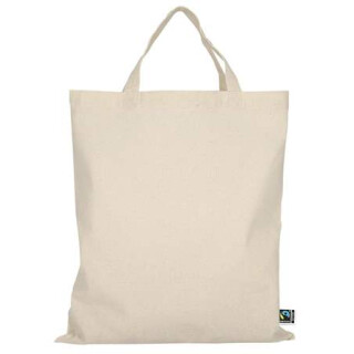 Baumwollbeutel 28x32cm Fairtrade mit kurzen Henkeln