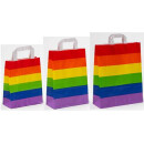 Papiertragetaschen Regenbogen mit Flachhenkel