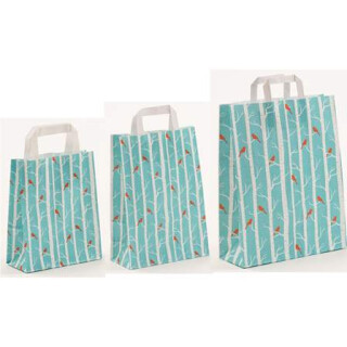 Papiertragetaschen Winterbirds mit Flachhenkel