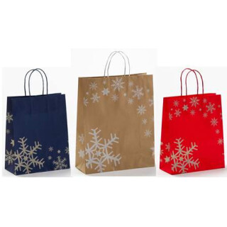 Papiertragetaschen Schneeflocken - Papiertüten für Weihnachten