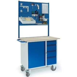 Werkstattwagen mit 4 Schubladen 1 Stahlschrank 2 x Lochplatten 07-4361L2