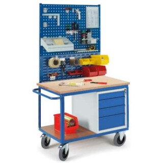 Werkstattwagen mit Schubladenschrank 2x Lochplatten 1 x Schlitzplatte 07-4308L2S1