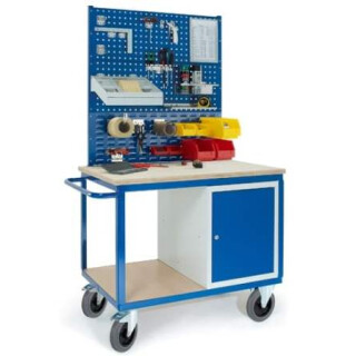 Werkstattwagen mit Stahlschrank 2 x Lochplatten 1 x Schlitzplatte 07-4306L2S1