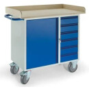 Werkstattwagen 6 Schubladen 1 Stahlschrank Holzrand 07-4367
