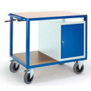 H&ouml;henverstellbarer Tischwagen mit Stahlschrank...