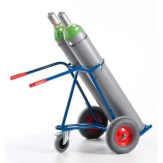 Stahlflaschenwagen mit Stützrad für 2 Gasflaschen