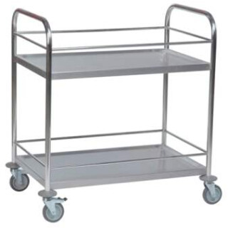 Tischwagen 2 Etagen Edelstahl mit Umrandung 62-3220