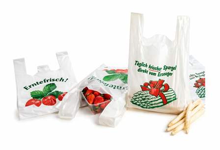 Folientragetaschen im Vergleich auf weißem Hintergrund