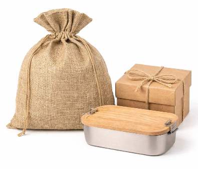Mitarbeitergeschenke mit Jutebeutel Lunchbox und Geschenkbox