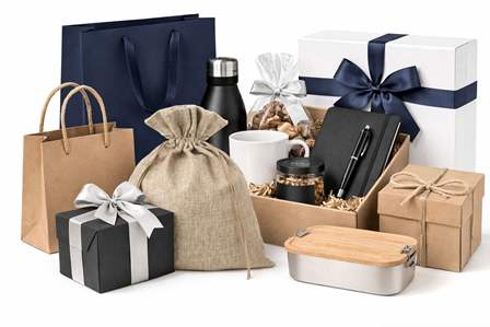 Beispiel für verschiedene Verpackungen für Mitarbeitergeschenke