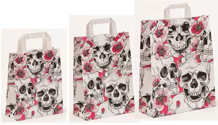 papiertragetaschen skulls & flowers helloween